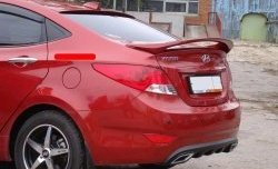 3 299 р. Козырёк на заднее лобовое стекло Sport v2 Hyundai Solaris RBr седан дорестайлинг (2010-2014) (Неокрашенный)  с доставкой в г. Тамбов. Увеличить фотографию 2