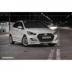 2 899 р. Накладка на передний бампер TopKontur Design v2 Hyundai Solaris RBr хэтчбэк дорестайлинг (2010-2014) (Неокрашенная)  с доставкой в г. Тамбов. Увеличить фотографию 12