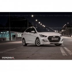 2 899 р. Накладка на передний бампер TopKontur Design v2 Hyundai Solaris RBr хэтчбэк дорестайлинг (2010-2014) (Неокрашенная)  с доставкой в г. Тамбов. Увеличить фотографию 13