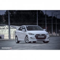 2 899 р. Накладка на передний бампер TopKontur Design v2 Hyundai Solaris RBr хэтчбэк дорестайлинг (2010-2014) (Неокрашенная)  с доставкой в г. Тамбов. Увеличить фотографию 15