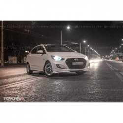 2 899 р. Накладка на передний бампер TopKontur Design v2 Hyundai Solaris RBr хэтчбэк дорестайлинг (2010-2014) (Неокрашенная)  с доставкой в г. Тамбов. Увеличить фотографию 6