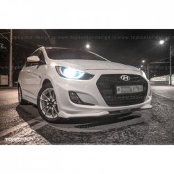 2 899 р. Накладка на передний бампер TopKontur Design v2 Hyundai Solaris RBr хэтчбэк дорестайлинг (2010-2014) (Неокрашенная)  с доставкой в г. Тамбов. Увеличить фотографию 8