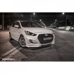 2 899 р. Накладка на передний бампер TopKontur Design v2 Hyundai Solaris RBr хэтчбэк дорестайлинг (2010-2014) (Неокрашенная)  с доставкой в г. Тамбов. Увеличить фотографию 9