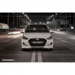 2 899 р. Накладка на передний бампер TopKontur Design v2 Hyundai Solaris RBr хэтчбэк дорестайлинг (2010-2014) (Неокрашенная)  с доставкой в г. Тамбов. Увеличить фотографию 11