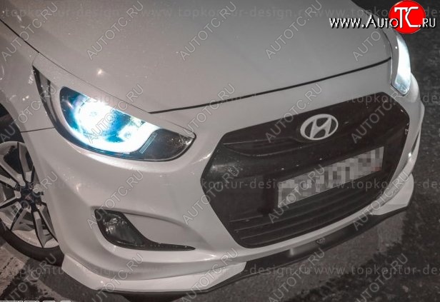 2 899 р. Накладка на передний бампер TopKontur Design v2 Hyundai Solaris RBr хэтчбэк дорестайлинг (2010-2014) (Неокрашенная)  с доставкой в г. Тамбов