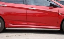 4 749 р. Пороги накладки Sport v2  Hyundai Solaris  RBr (2010-2017), KIA Rio  3 QB (2011-2017) (Неокрашенные)  с доставкой в г. Тамбов. Увеличить фотографию 2