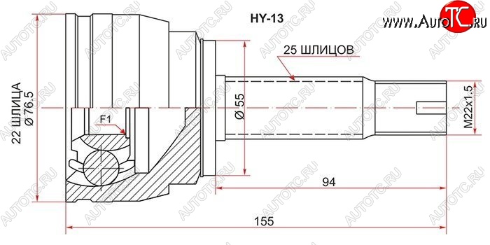 1 499 р. ШРУС (Россия) SAT (наружный) Hyundai Solaris RBr седан дорестайлинг (2010-2014)  с доставкой в г. Тамбов