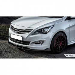 4 499 р. Накладка на передний бампер TopKontur Design Hyundai Solaris RBr седан рестайлинг (2014-2017) (Глянец под окраску, Неокрашенная)  с доставкой в г. Тамбов. Увеличить фотографию 2