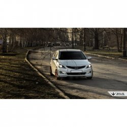 4 499 р. Накладка на передний бампер TopKontur Design Hyundai Solaris RBr седан рестайлинг (2014-2017) (Глянец под окраску, Неокрашенная)  с доставкой в г. Тамбов. Увеличить фотографию 6