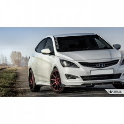 4 499 р. Накладка на передний бампер TopKontur Design Hyundai Solaris RBr седан рестайлинг (2014-2017) (Глянец под окраску, Неокрашенная)  с доставкой в г. Тамбов. Увеличить фотографию 7