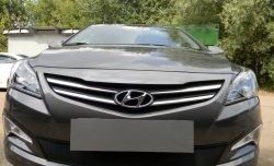 2 099 р. Сетка на бампер Russtal (черная) Hyundai Solaris RBr седан рестайлинг (2014-2017)  с доставкой в г. Тамбов. Увеличить фотографию 5