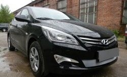 1 539 р. Сетка на бампер Russtal (хром) Hyundai Solaris RBr седан рестайлинг (2014-2017)  с доставкой в г. Тамбов. Увеличить фотографию 10