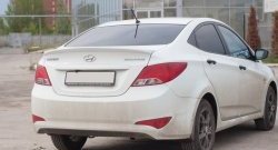 2 599 р. Лип спойлер Кураж средний  Hyundai Solaris  RBr (2014-2017) седан рестайлинг (Неокрашенный)  с доставкой в г. Тамбов. Увеличить фотографию 1