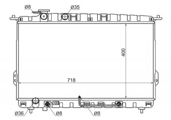 Радиатор двигателя (трубчатый, 2.0/2.4/2.5/2.7, МКПП/АКПП) SAT KIA Optima 1 GD седан (2000-2005)