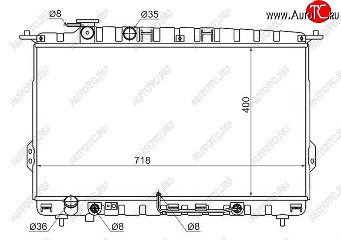 6 699 р. Радиатор двигателя (трубчатый, 2.0/2.4/2.5/2.7, МКПП/АКПП) SAT Hyundai Sonata EF рестайлинг ТагАЗ (2001-2013)  с доставкой в г. Тамбов