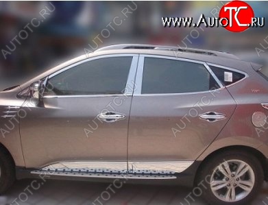 3 749 р. Накладки на верхнюю часть по периметру окон боковых дверей СТ Hyundai Tucson LM (2010-2017) (Неокрашенные)  с доставкой в г. Тамбов