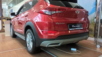 5 649 р. Накладка на задний бампер АвтоКрат Hyundai Tucson TL дорестайлинг (2015-2018) (Неокрашенная)  с доставкой в г. Тамбов. Увеличить фотографию 3