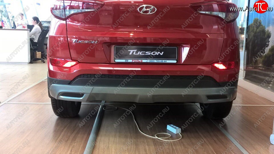 5 649 р. Накладка на задний бампер АвтоКрат Hyundai Tucson TL дорестайлинг (2015-2018) (Неокрашенная)  с доставкой в г. Тамбов