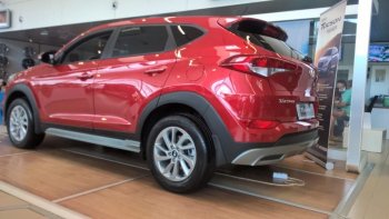 7 349 р. Пластиковые пороги АвтоКрат Hyundai Tucson TL дорестайлинг (2015-2018) (Неокрашенные)  с доставкой в г. Тамбов. Увеличить фотографию 2