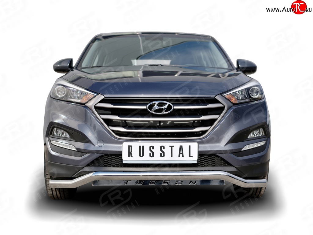 16 299 р. Защита переднего бампера (Ø63 мм волна, нержавейка) SLITKOFF Hyundai Tucson TL дорестайлинг (2015-2018)  с доставкой в г. Тамбов