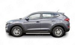 15 799 р. Защита порогов из круглой трубы диаметром 63 мм Russtal Hyundai Tucson TL дорестайлинг (2015-2018)  с доставкой в г. Тамбов. Увеличить фотографию 2