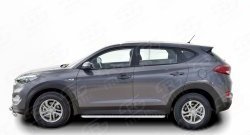 20 749 р. Широкая защита порогов Russtal Hyundai Tucson TL дорестайлинг (2015-2018) (Защита порогов с со скосами на торцах (вариант 1))  с доставкой в г. Тамбов. Увеличить фотографию 2