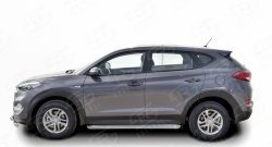 20 749 р. Широкая защита порогов Russtal Hyundai Tucson TL дорестайлинг (2015-2018) (Защита порогов с со скосами на торцах (вариант 1))  с доставкой в г. Тамбов. Увеличить фотографию 3