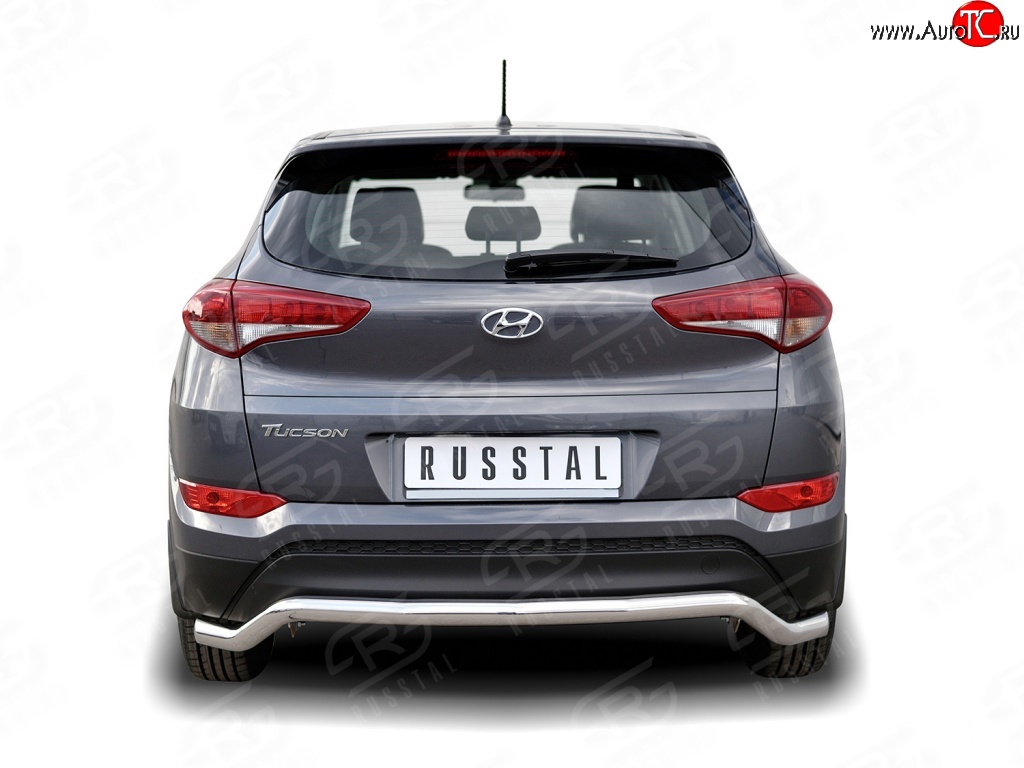 13 999 р. Защита заднего бампера (Ø63 мм волна, нержавейка) SLITKOFF  Hyundai Tucson  TL (2015-2018) дорестайлинг  с доставкой в г. Тамбов