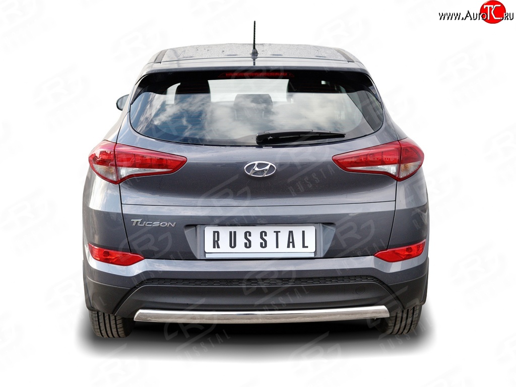 14 999 р. Защита заднего бампера (Ø75x42 мм, нержавейка) Russtal Hyundai Tucson TL дорестайлинг (2015-2018)  с доставкой в г. Тамбов