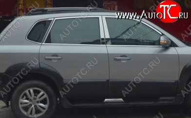 4 749 р. Накладки на центральные стойки дверей СТ Hyundai Tucson JM (2004-2010) (Неокрашенные)  с доставкой в г. Тамбов