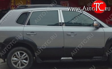 6 899 р. Накладки на верхнюю часть по периметру окон боковых дверей СТ Hyundai Tucson JM (2004-2010) (Неокрашенные)  с доставкой в г. Тамбов