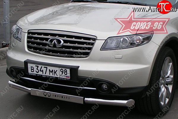 28 394 р. Защита переднего бампера одинарная (Европа) Souz-96 (d76) INFINITI FX35 S50 дорестайлинг (2002-2005)  с доставкой в г. Тамбов