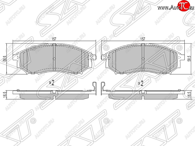 1 399 р. Колодки тормозные SAT (передние) Nissan Navara 2 D40 дорестайлинг (2004-2010)  с доставкой в г. Тамбов