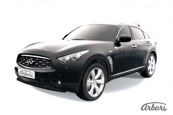 11 159 р. Защита переднего бампера Arbori (черная, 1 труба d76 mm). INFINITI FX35 S51 дорестайлинг (2008-2011)  с доставкой в г. Тамбов. Увеличить фотографию 1