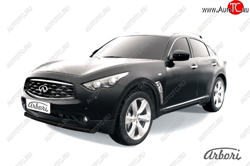 11 159 р. Защита переднего бампера Arbori (черная, 1 труба d76 mm).  INFINITI FX35  S51 - FX50  S51  с доставкой в г. Тамбов