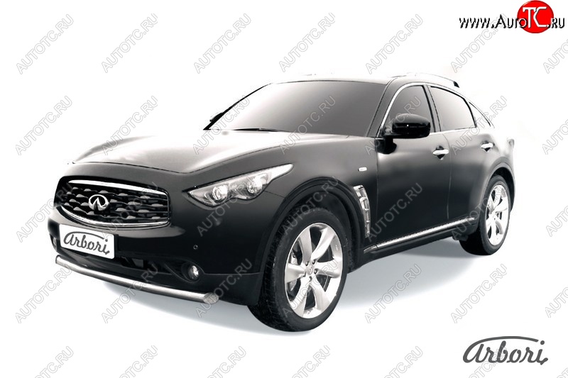 4 999 р. Защита переднего бампера Arbori (нержавейка, 1 труба d76 mm). INFINITI FX35 S51 дорестайлинг (2008-2011)  с доставкой в г. Тамбов