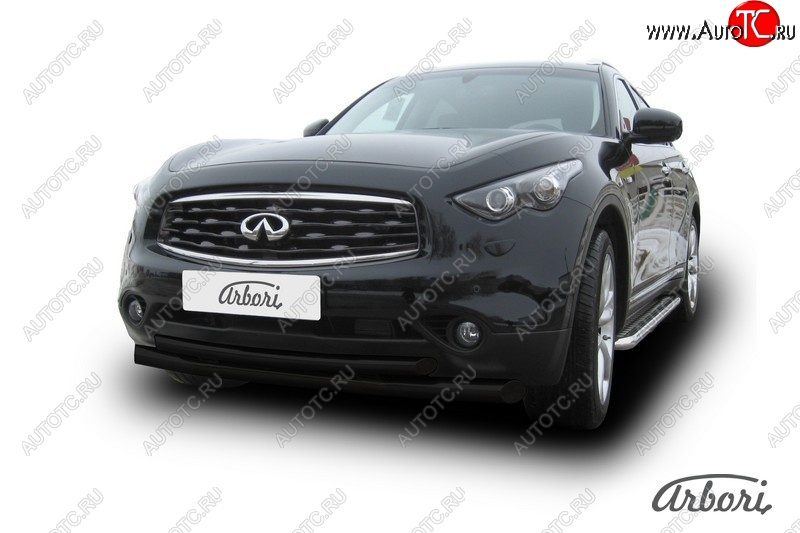 13 859 р. Защита переднего бампера Arbori (черная, 2 трубы d76 и 57 mm) INFINITI FX35 S51 дорестайлинг (2008-2011)  с доставкой в г. Тамбов