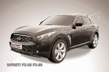 15 999 р. Защита переднего бампера из труб d76+d57 Slitkoff (двойная) INFINITI FX35 S51 дорестайлинг (2008-2011) (Цвет: серебристый)  с доставкой в г. Тамбов. Увеличить фотографию 1