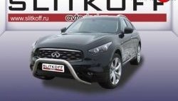 31 999 р. Усиленная защита переднего бампера из трубы диаметром 76 мм Slitkoff INFINITI FX35 S51 дорестайлинг (2008-2011) (Нержавейка, Полированная)  с доставкой в г. Тамбов. Увеличить фотографию 1