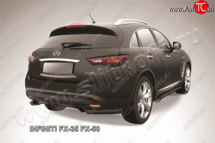 6 599 р. Защита заднего бампера из уголков d57 Slitkoff INFINITI FX35 S51 дорестайлинг (2008-2011) (Цвет: серебристый)  с доставкой в г. Тамбов