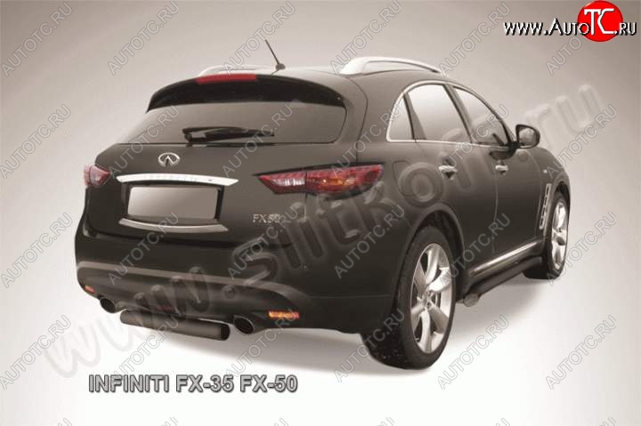 6 599 р. Защита заднего бампера из трубы d76 Slitkoff (короткая) INFINITI FX35 S51 дорестайлинг (2008-2011) (Цвет: серебристый)  с доставкой в г. Тамбов