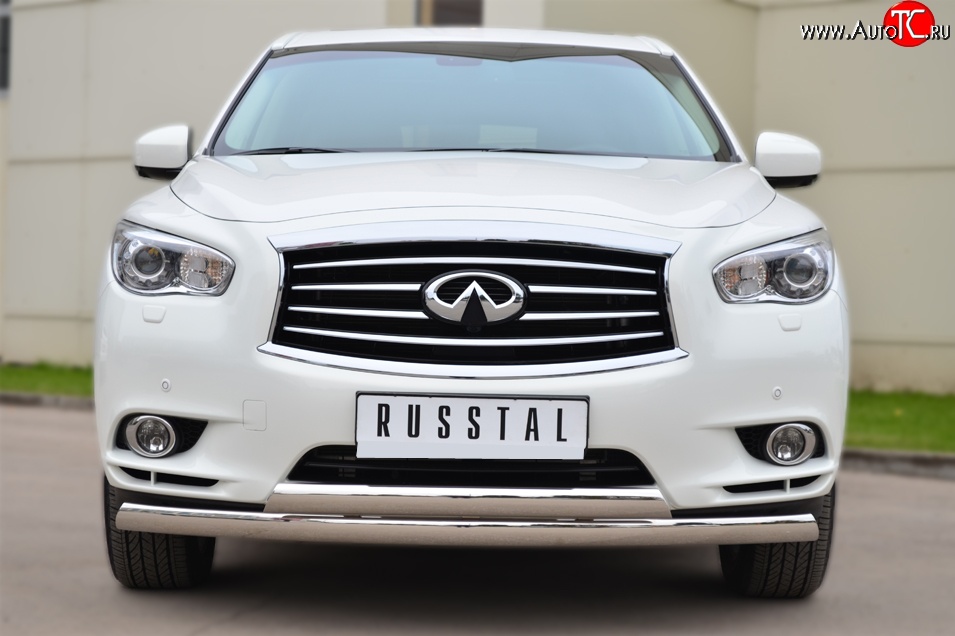 24 999 р. Защита переднего бампера (2 трубыØ75х42 мм, нержавейка) Russtal INFINITI JX35 (2012-2014)  с доставкой в г. Тамбов