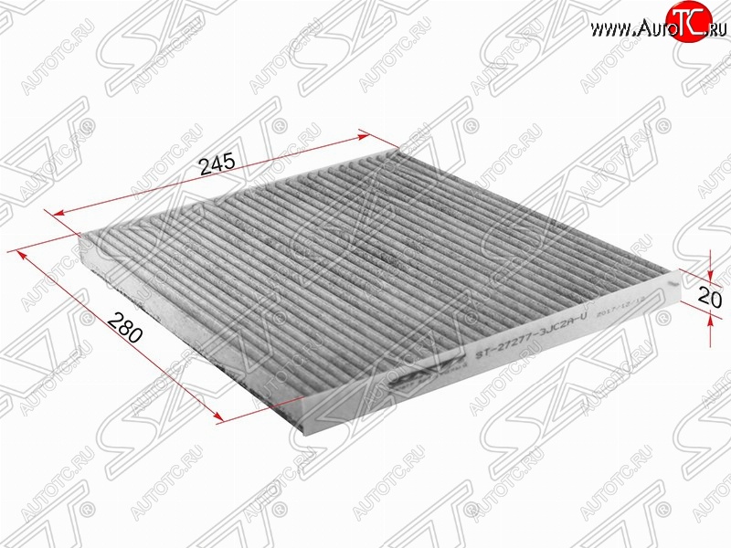 299 р. Фильтр салонный SAT (угольный, 280х245х20 mm)  INFINITI JX35 (2012-2014), Nissan Altima  седан (2012-2015), Nissan Murano  3 Z52 (2015-2025), Nissan Pathfinder  R52 (2012-2017), Nissan Teana  3 L33 (2014-2020)  с доставкой в г. Тамбов