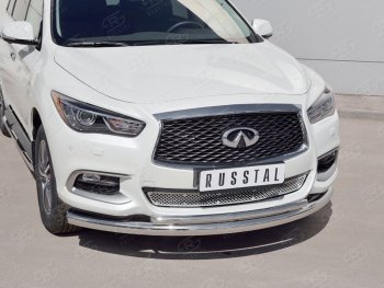 Защита заднего бампера (Ø76 и 42 мм, нержавейка) SLITKOFF INFINITI (Инфинити) QX60 (КуХ60)  L50 (2016-2021) L50 рестайлинг