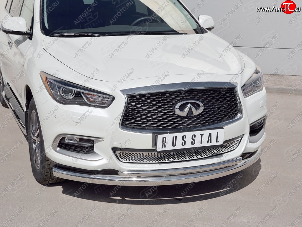 18 499 р. Защита заднего бампера (Ø76 и 42 мм, нержавейка) SLITKOFF  INFINITI QX60  L50 (2016-2021) рестайлинг  с доставкой в г. Тамбов