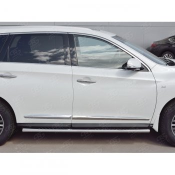 30 649 р. Порожки для ног (труба Ø75х42 овал с проступью) Russtal INFINITI QX60 L50 рестайлинг (2016-2021)  с доставкой в г. Тамбов. Увеличить фотографию 1