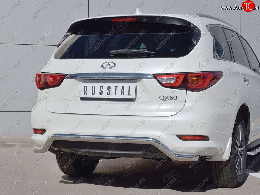 18 699 р. Защита заднего бампера (Ø63 мм волна, нержавейка) SLITKOFF  INFINITI QX60  L50 (2016-2021) рестайлинг  с доставкой в г. Тамбов