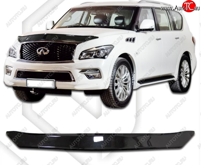 1 899 р. Дефлектор капота CA-Plastiс  INFINITI QX80  Z62 (2014-2018) 1-ый рестайлинг (Classic черный, Без надписи)  с доставкой в г. Тамбов