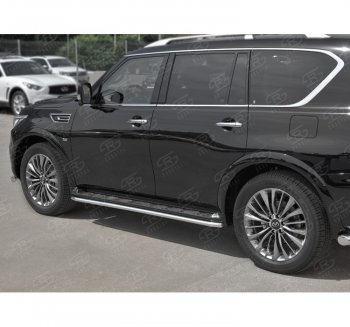 14 549 р. Защита порогов (Ø42 мм, нержавейка) SLITKOFF INFINITI QX80 Z62 2-ой рестайлинг (2018-2024)  с доставкой в г. Тамбов. Увеличить фотографию 2