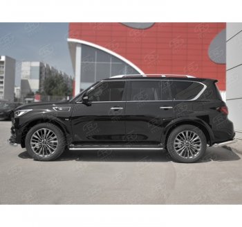 14 549 р. Защита порогов (Ø42 мм, нержавейка) SLITKOFF INFINITI QX80 Z62 2-ой рестайлинг (2018-2024)  с доставкой в г. Тамбов. Увеличить фотографию 3